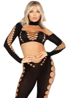 Bezšvový výstrihový crop top a legíny — obrázok 3